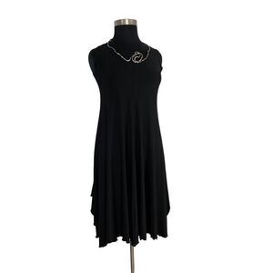 Bettina Riedel L Black Tunic Dress Art to Wear Lagenlook Goth Y2K Fits 1X 2X 3X